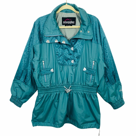Vintage '80s Kaelin Ski Snuggler in Teal Green with Pockets/Draw Cords/Snaps - Picture 1 of 10